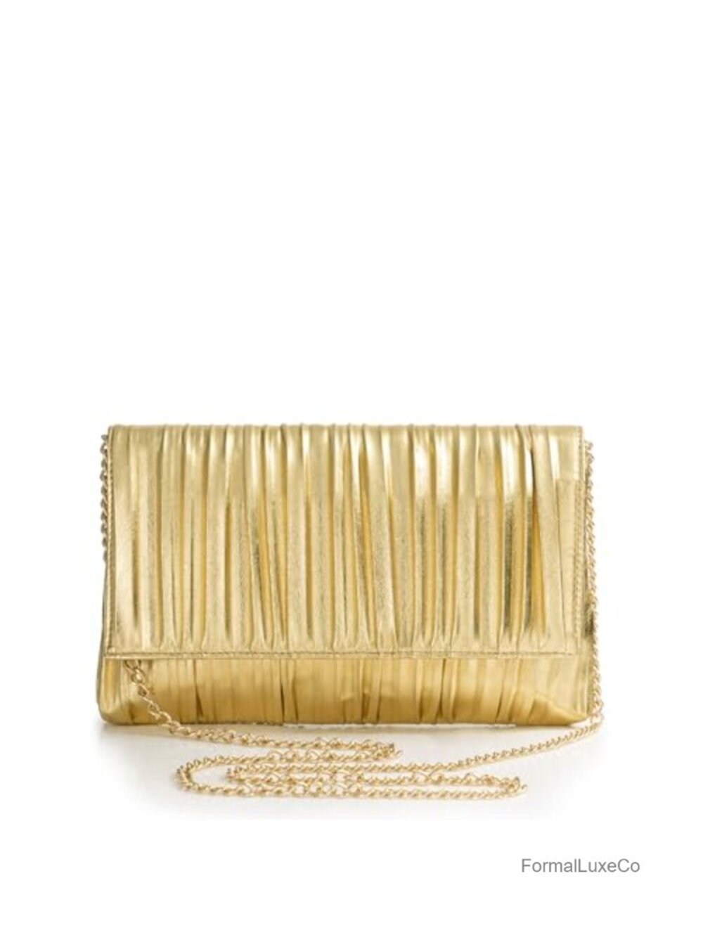 Gold Pleated Flap Envelope-style Clutch Purse for Women Evening Party
